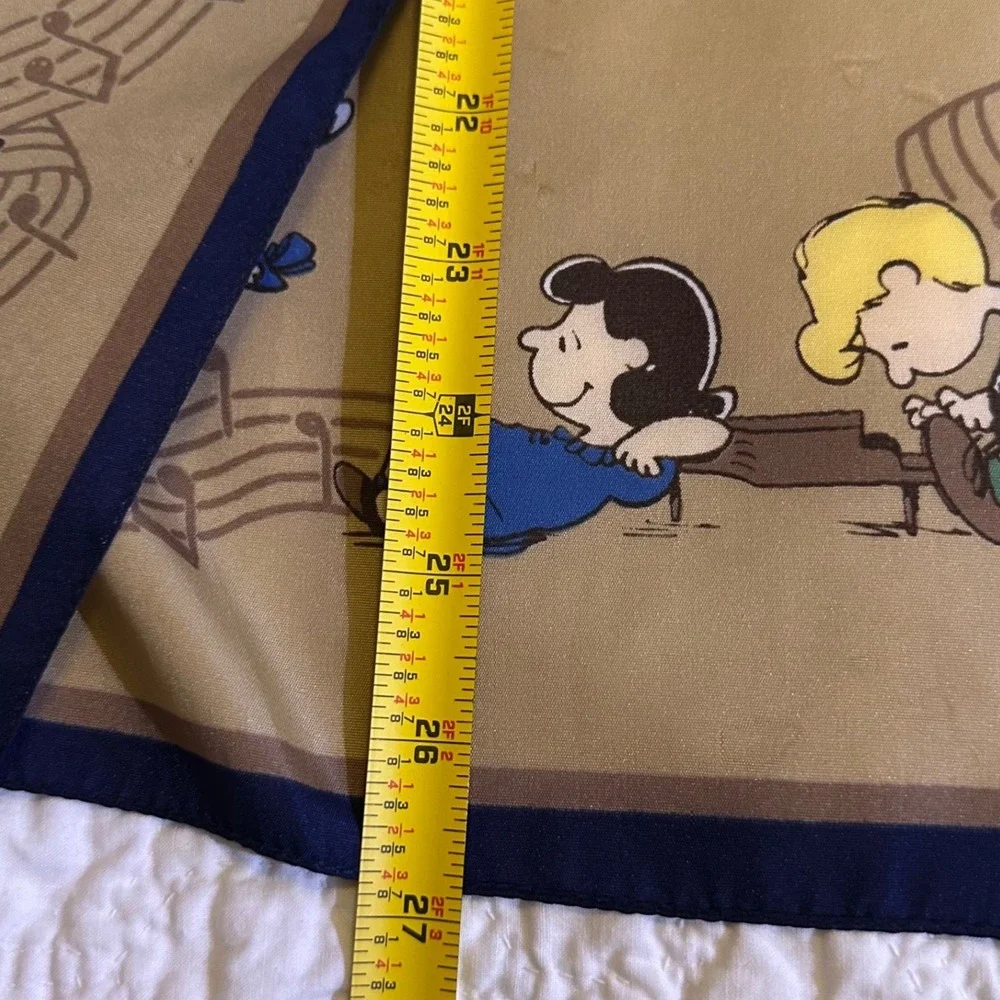 Vintage Peanuts 1950's Scarf Schroeder Lucy She Drives Me Crazy Tan Navy 27x11